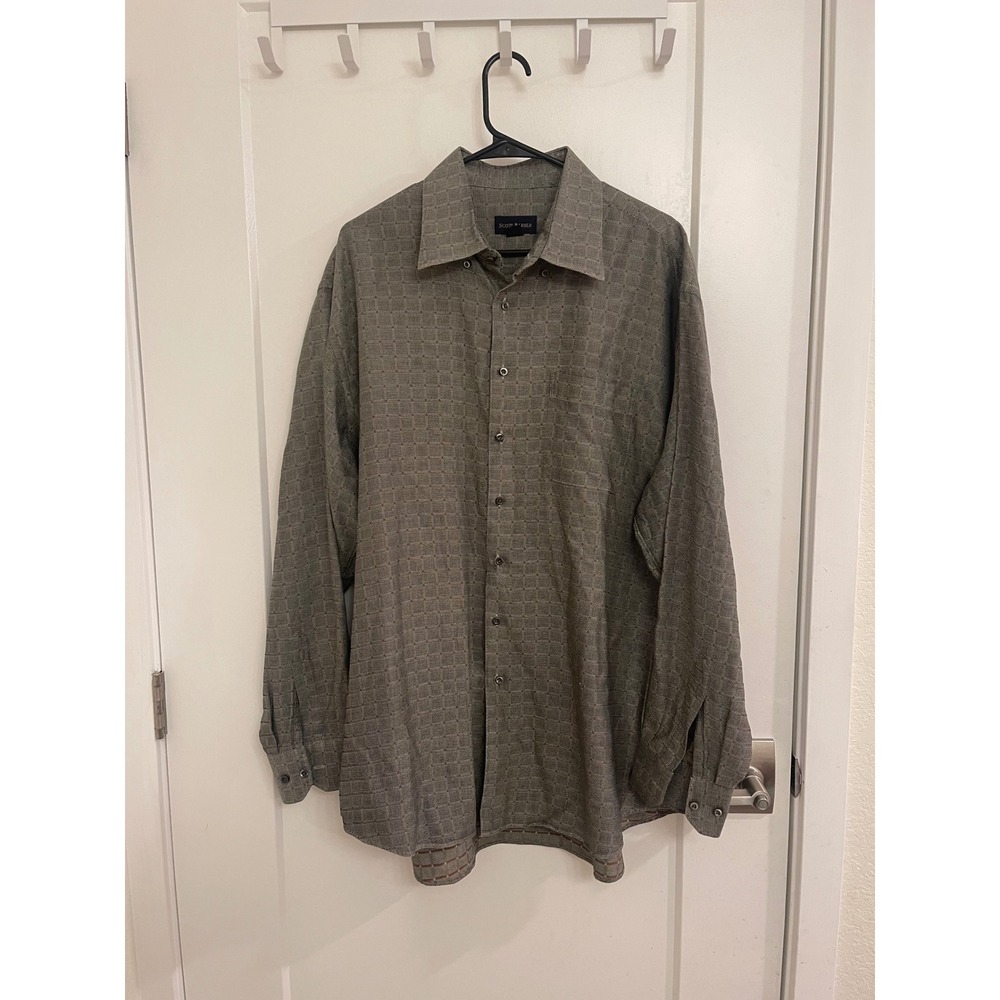 Scott Barber Men's 2XL Preppy Houndstooth Button Up Classic Luxury Shirt